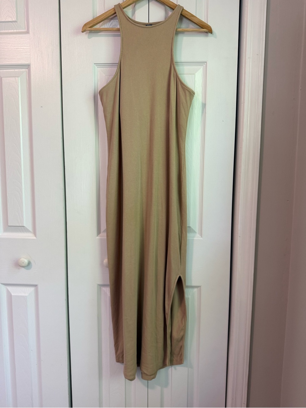 Racerback Tan Midi Dress with Built-in Bra